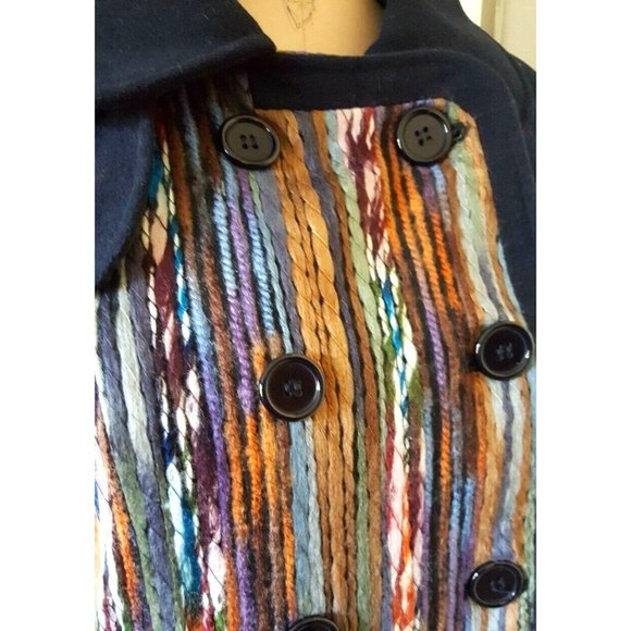 Moon Collection multi-color 'yarn' woven coat jacket striped M - Picture 7 of 11